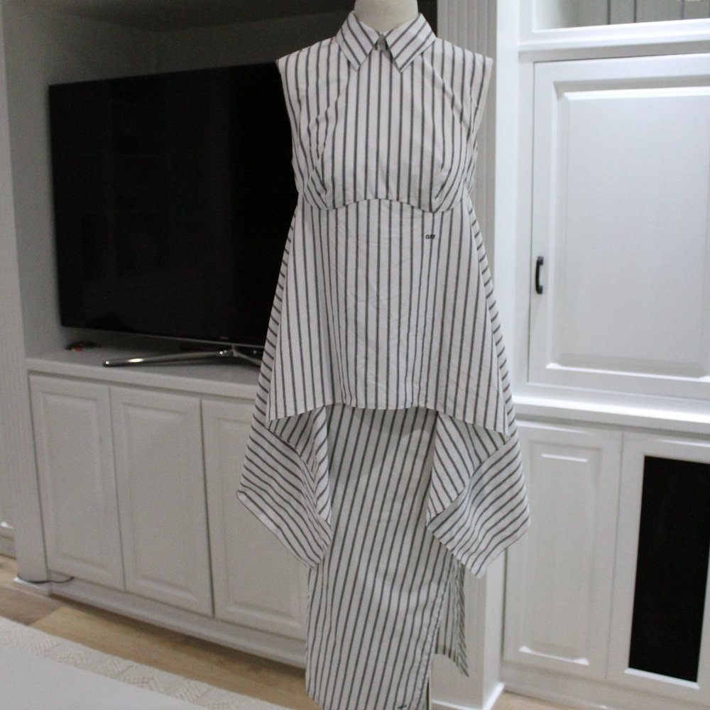 Off-White c/o Virgil Abloh 2018 Striped open back cotton Skirt Set Sz.42-S/M